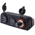 Triple Function Dual USB Charger + Blue LED Voltmeter + 12V Outlet Socket Panel